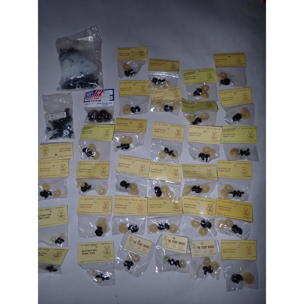 Huge Vintage Teddy Bear & Doll Safety Eyes Lot Black Craft Western Crafts